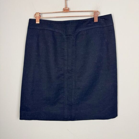 TORY BURCH | Navy Blue Linen Blend Pencil Skirt Women’s Size 8 - Picture 1 of 7